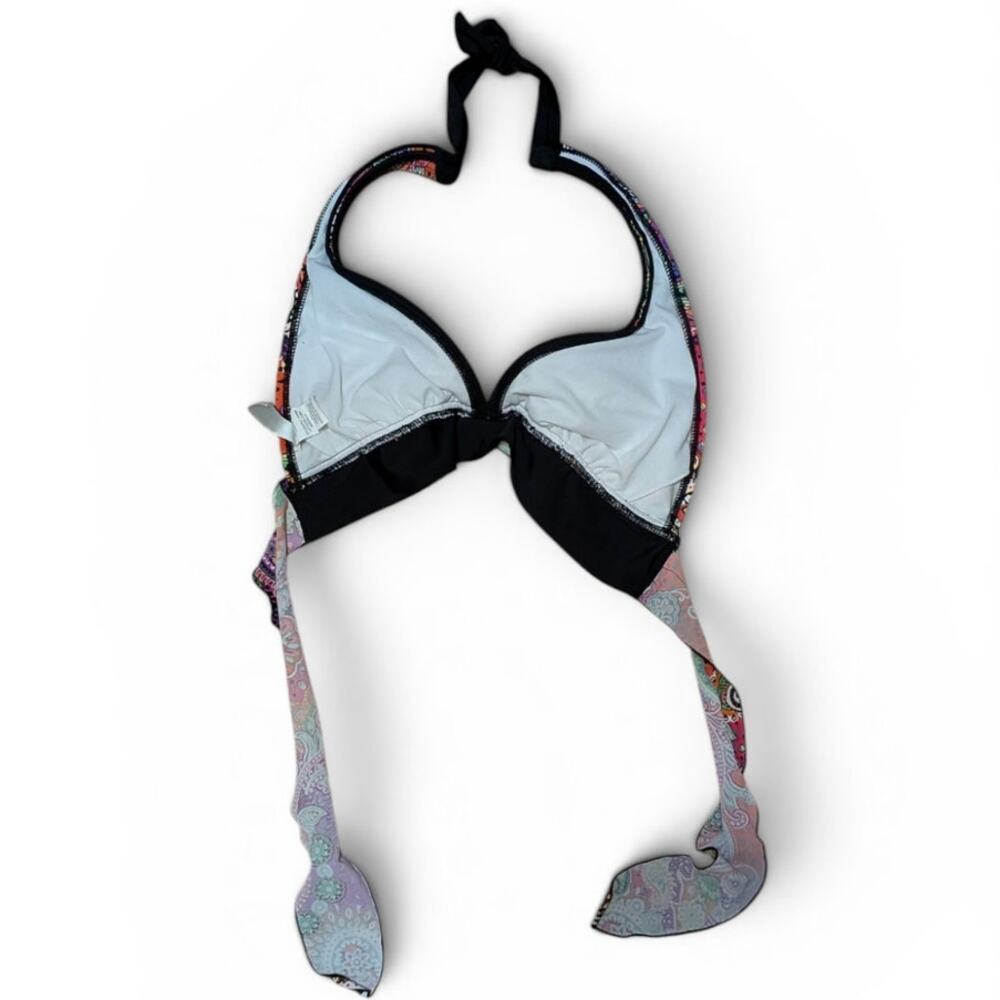 24th & Ocean Y2K Multicolored Paisley Bikini Top WIth Neck And Back Tie - Picture 4 of 5